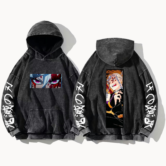 Anime Demon slayer nezuko tanjiro Oversize  Hoodie Washed gray 36