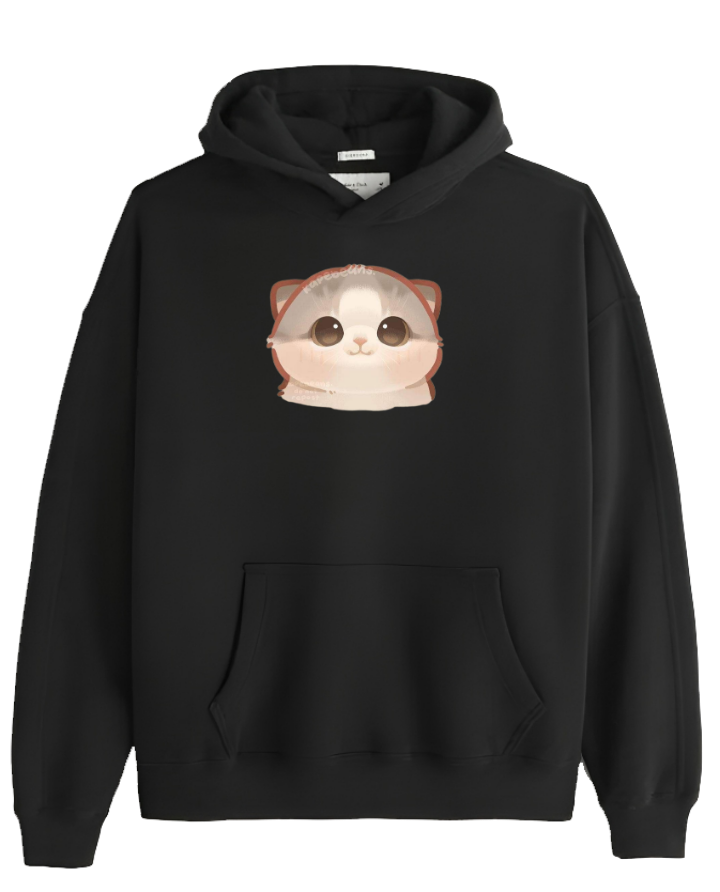 cat Oversize Hoodie Black 36