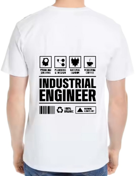 INDUSTRIAL ENGINEER Back text One Size t- shirt White Back 36