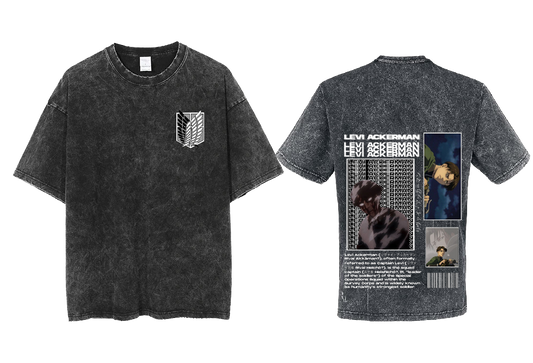 Anime Attack on titan shingeki no kyojin eren levi mikasa Aot Oversize t- shirt Washd acid back 36