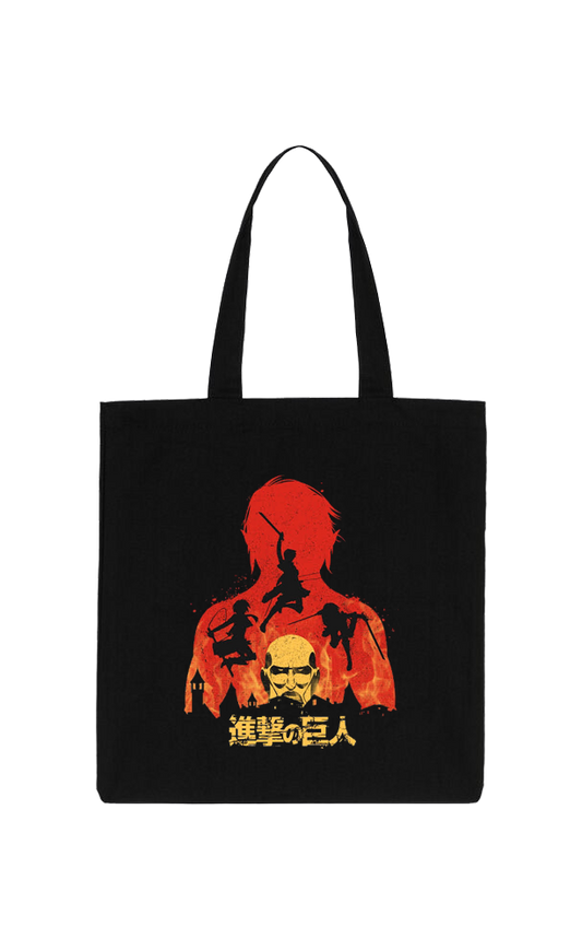Anime Attack on titan shingeki no kyojin Aot Black tote bag 37