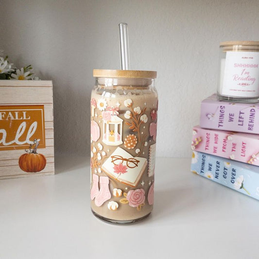 Mug with Wooden Lid and Clear Glass Straw: Practical for Juices and Ice Coffee