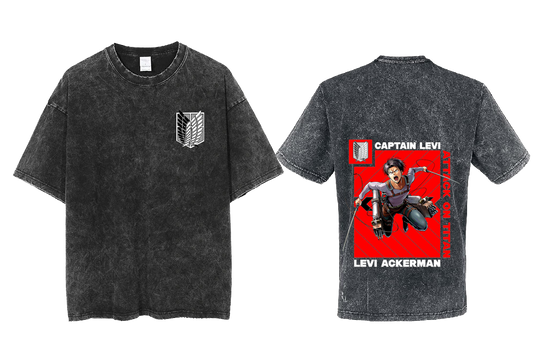 Anime Attack on titan shingeki no kyojin eren levi mikasa Aot Oversize t- shirt Washd acid back 37
