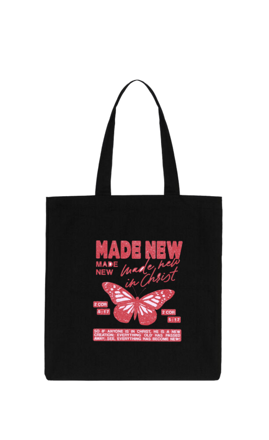 MADE NEW made, hel in Christ tote bag Black 167