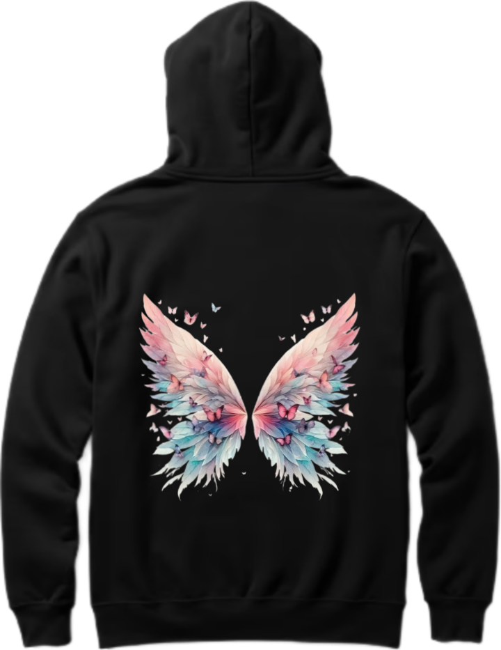 butterflies Oversize Hoodie Black Back 37