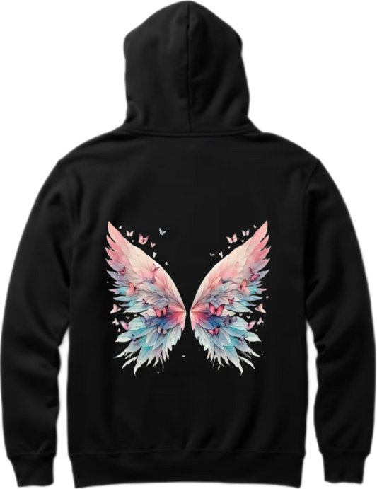 butterflies Oversize Hoodie Black Back 37
