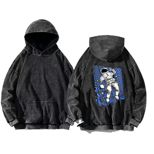 TOSSED INTO THE VOID Back text oversize hoodie Washed back 37