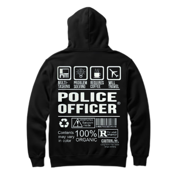 POLICE OFFICER Back text oversize hoodie back 37
