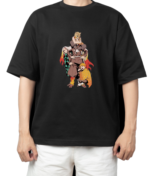 Anime Demon slayer nezuko tanjiro t- shirt Oversize Black 37