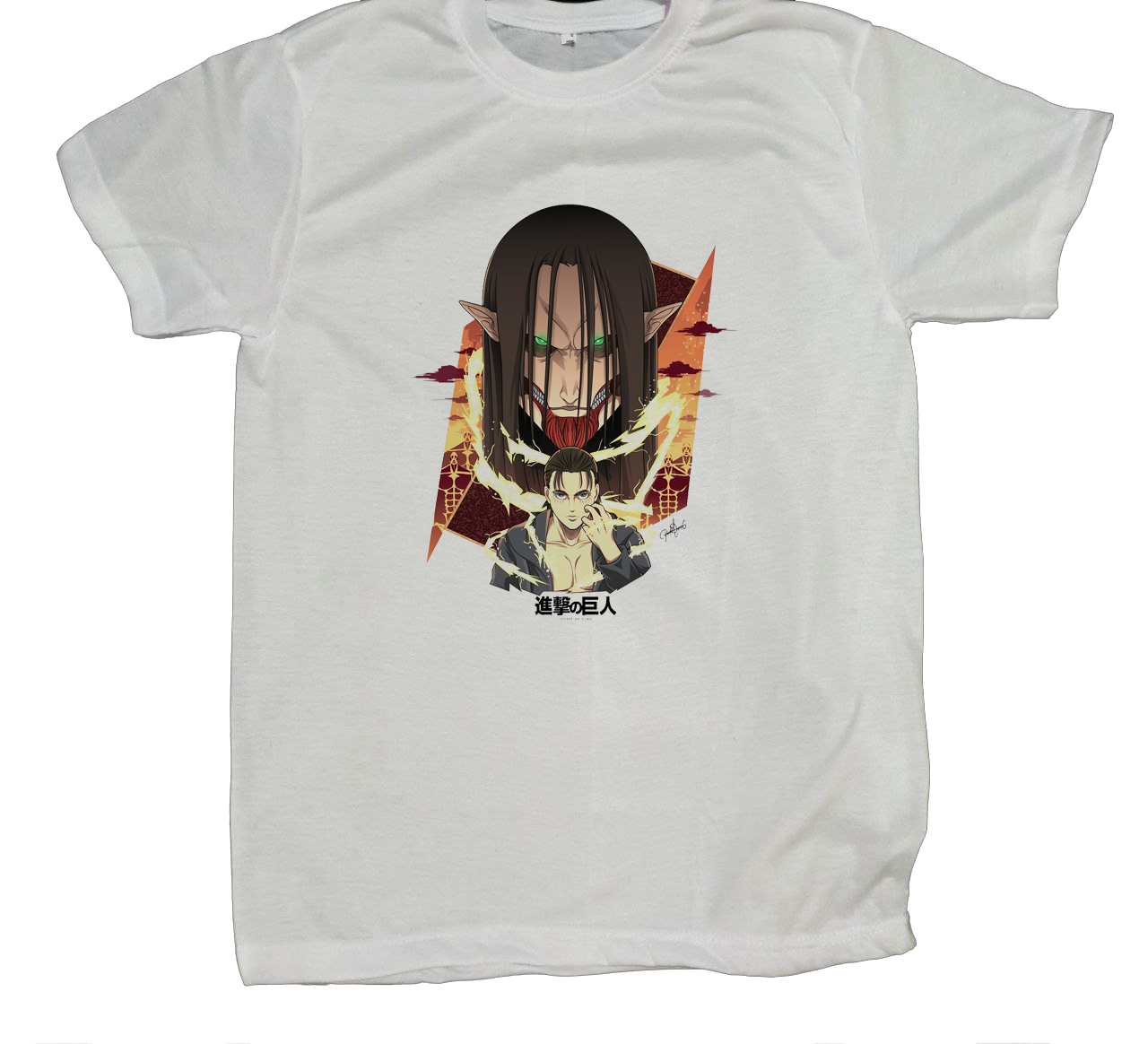 Anime Attack on titan shingeki no kyojin eren levi mikasa  Aot white fit t- shirt 37
