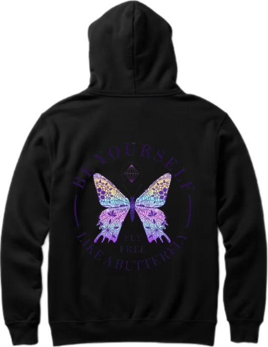 butterflies Oversize Hoodie Black Back 38