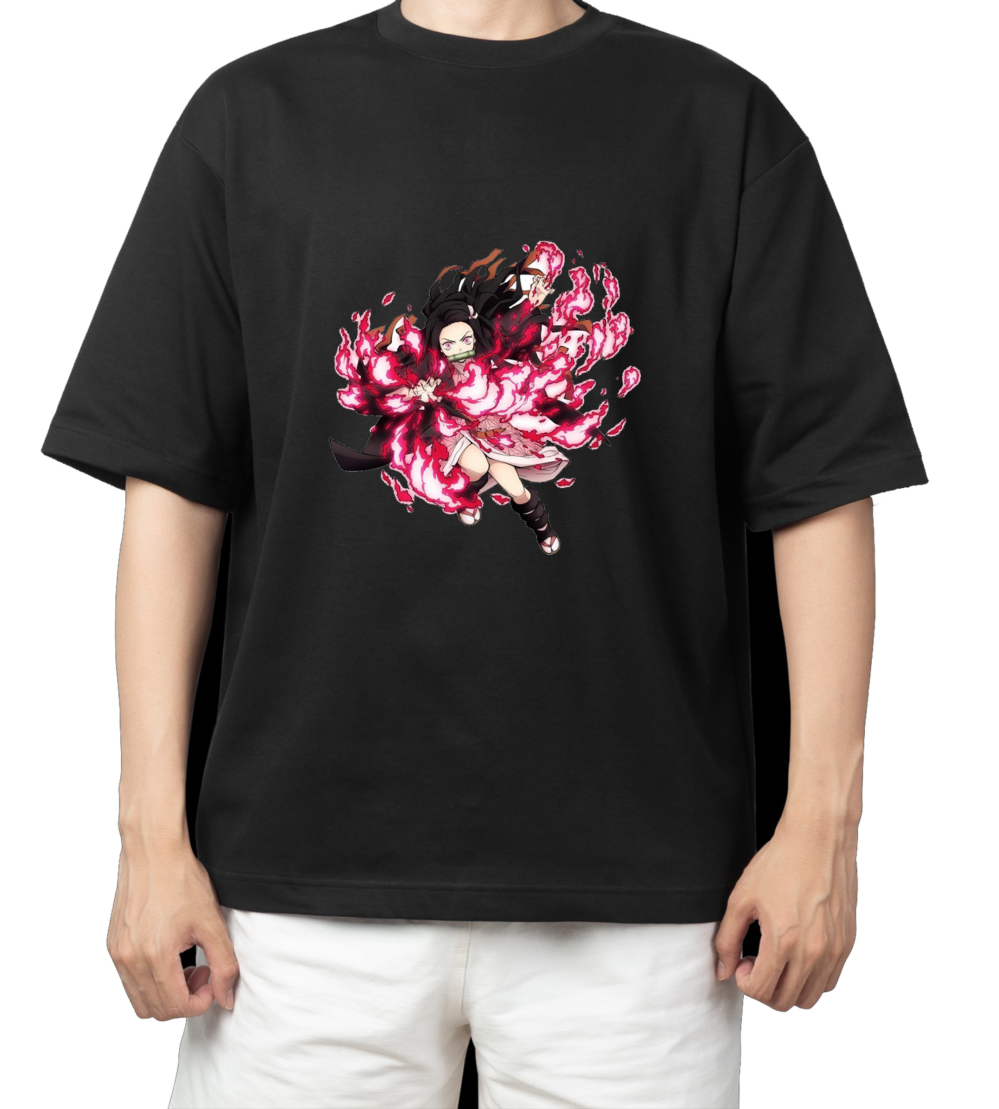 Anime Demon slayer nezuko tanjiro t- shirt Oversize Black 38