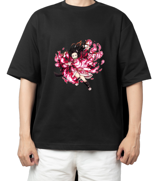 Anime Demon slayer nezuko tanjiro t- shirt Oversize Black 38