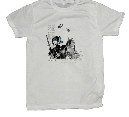 Anime Attack on titan shingeki no kyojin eren levi mikasa  Aot white fit t- shirt 38