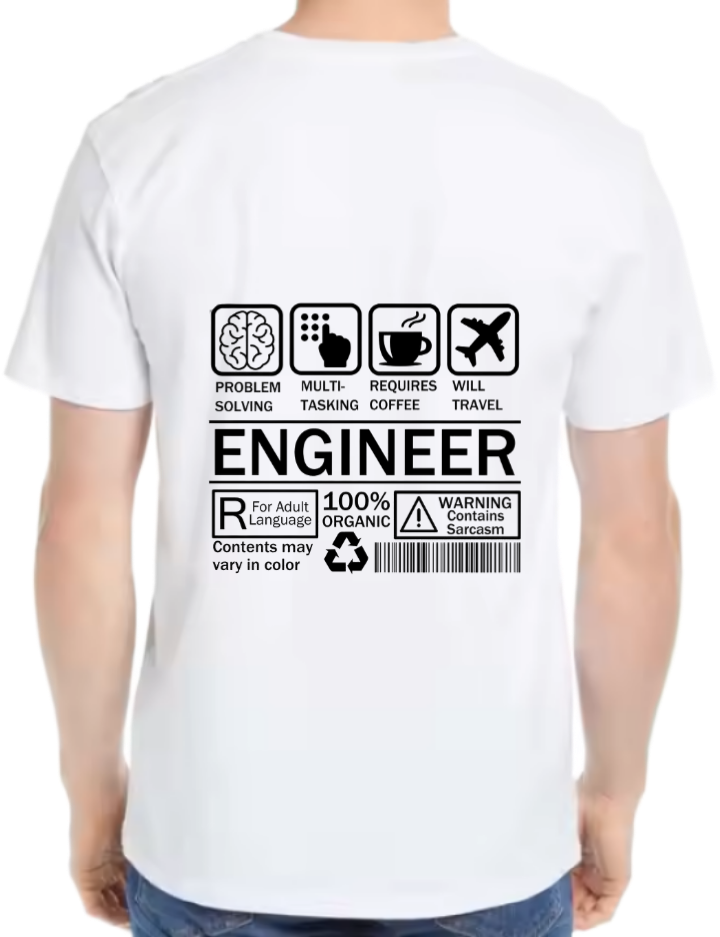 ENGINEER Back text One Size t- shirt White Back 38