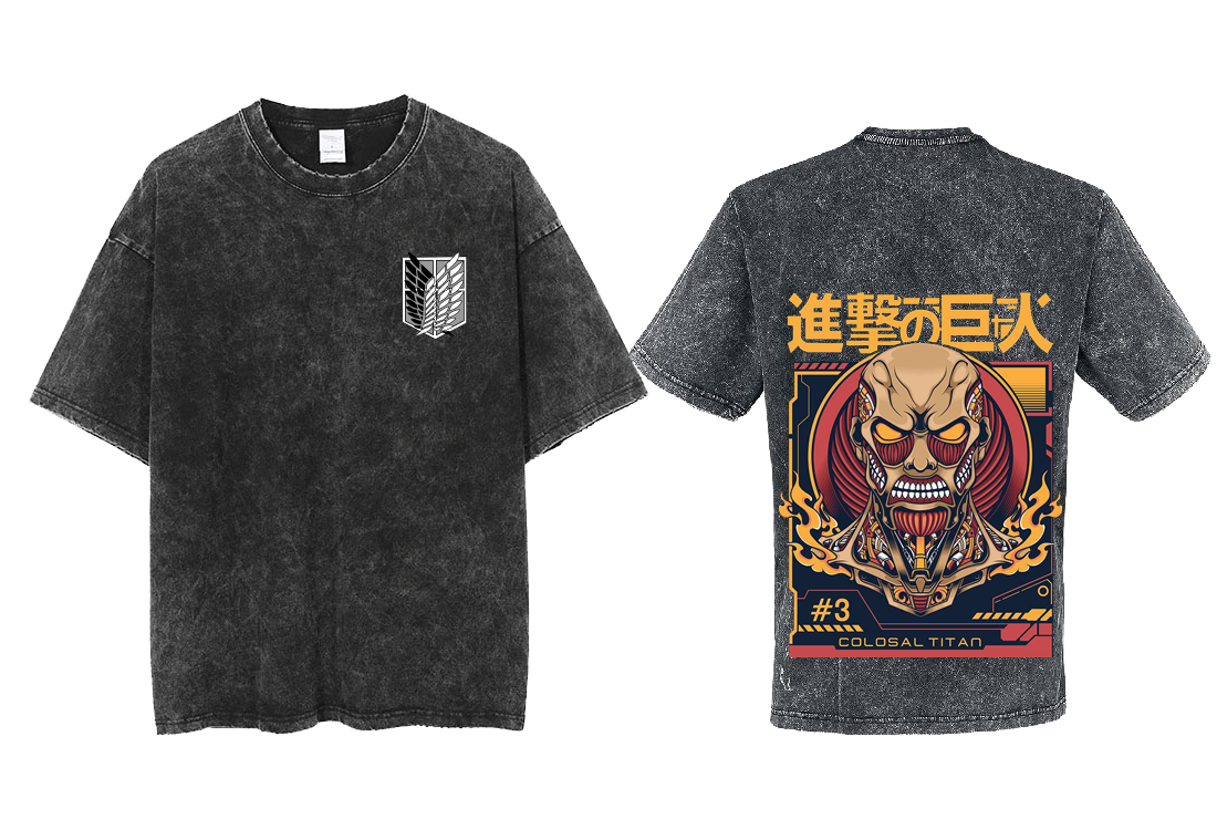 Anime Attack on titan shingeki no kyojin eren levi mikasa Aot Oversize t- shirt Washd acid back 38