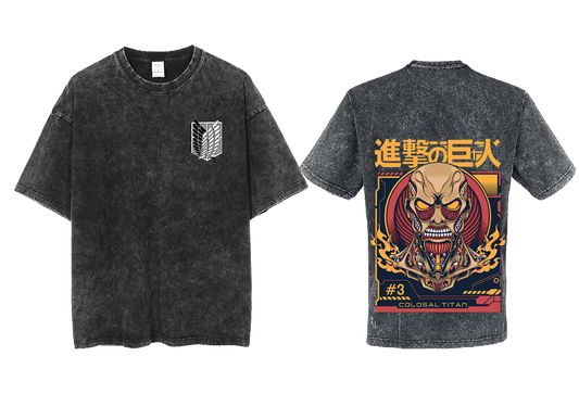 Anime Attack on titan shingeki no kyojin eren levi mikasa Aot Oversize t- shirt Washd acid back 38