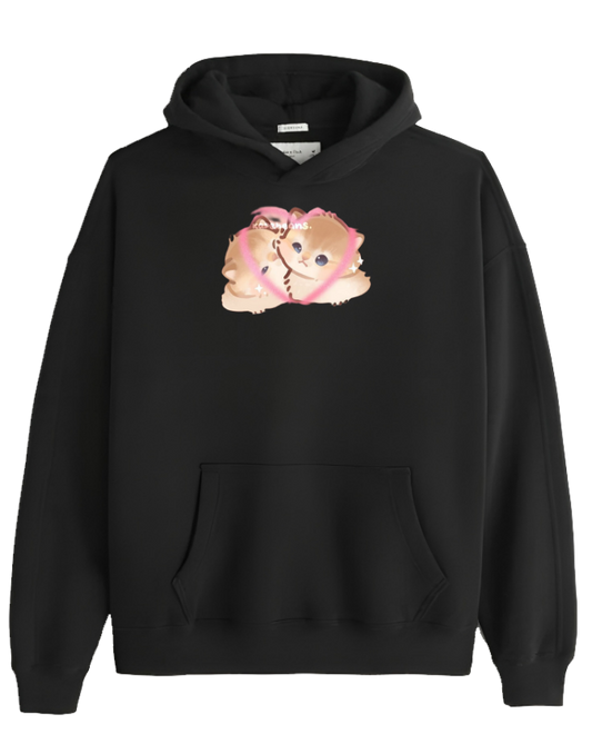cat Oversize Hoodie Black 38