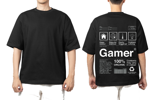 Gamer Back text One Size t- shirt Black Back 34