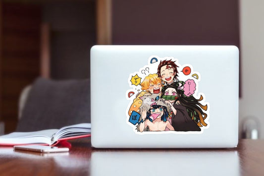"Demon Slayer Kimetsu no Yaiba Group Anime Sticker, Waterproof Vinyl Chibi Decal for Laptop, Water Bottle, Hydro Flask, Skateboard, Luggage, Kawaii Shonen Merchandise Gifts