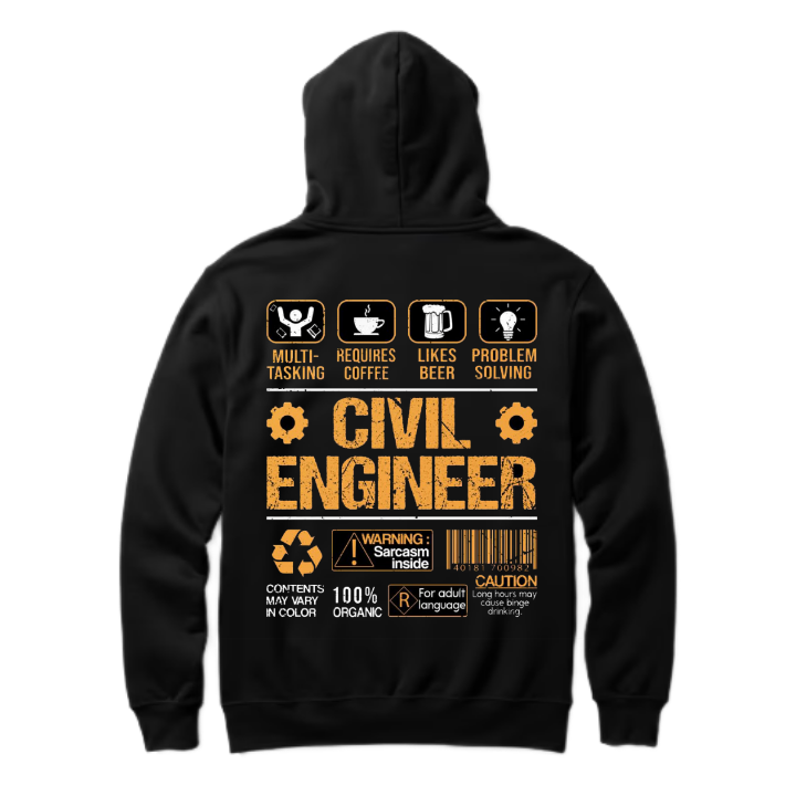CIVIL ENGINEER Back text oversize hoodie back 38