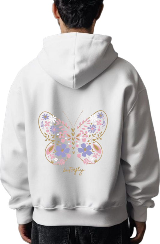 butterflies Oversize Hoodie White Back 38