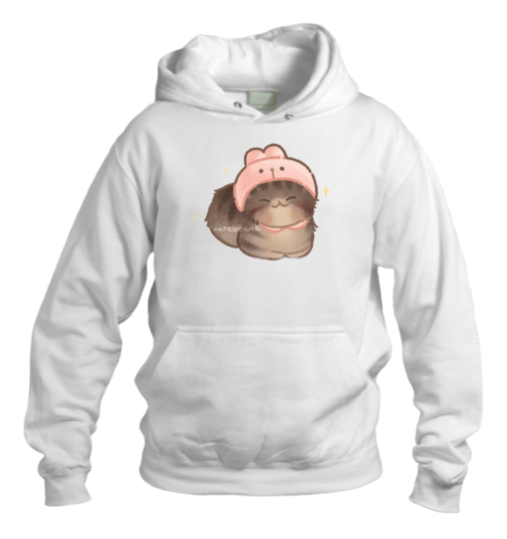 cat Oversize Hoodie White 39