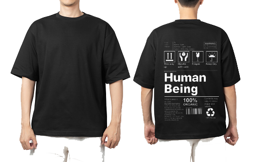 Human Being Back text One Size t- shirt Black Back 35