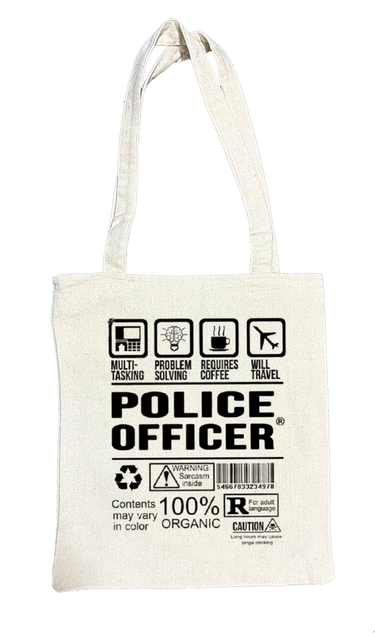 POLICE OFFICER Back text tote bag beige 39