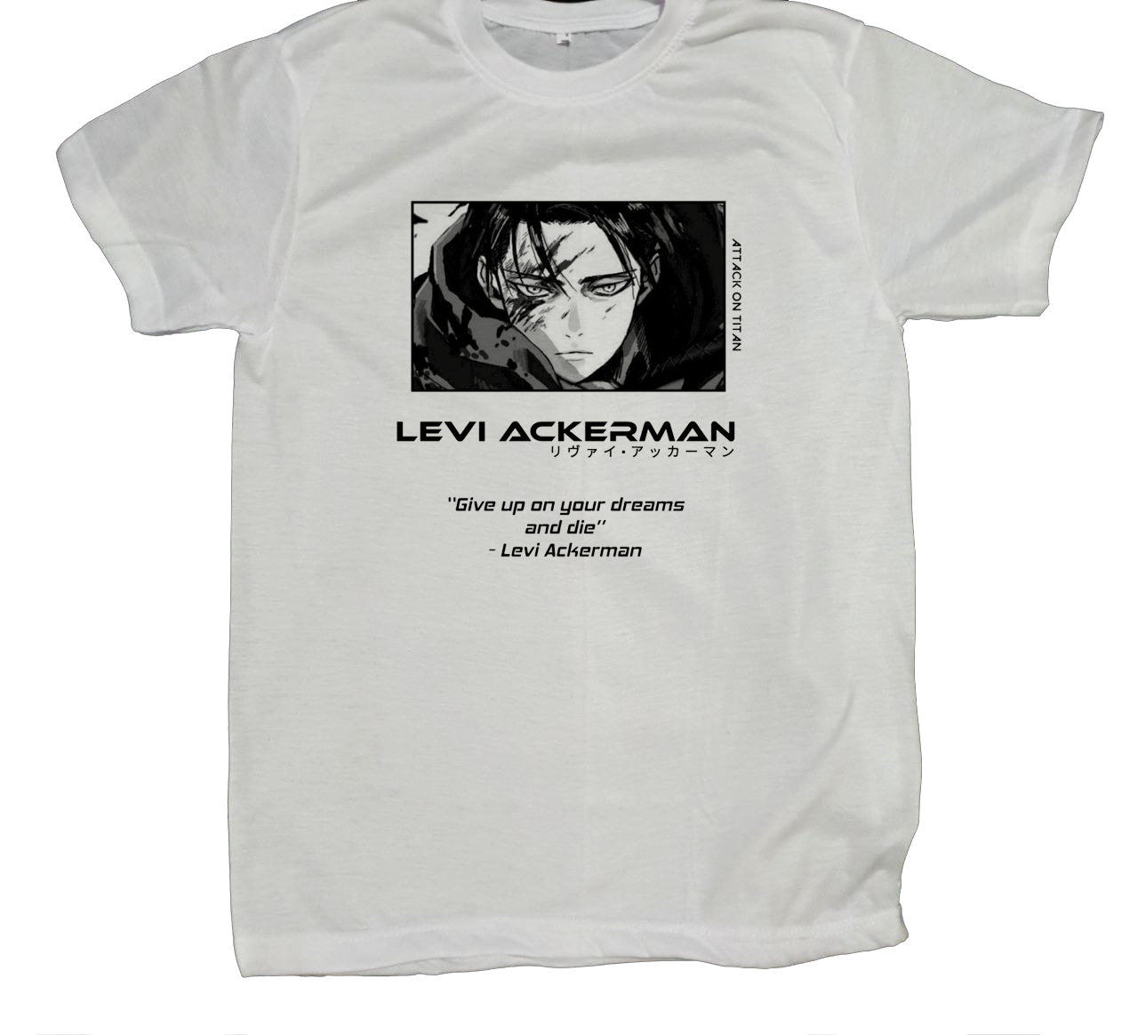 Anime Attack on titan shingeki no kyojin eren levi mikasa  Aot white fit t- shirt 39