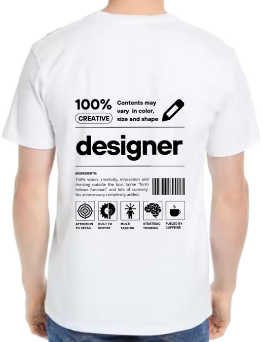 designer Back text One Size t- shirt White Back 39