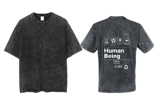 Human Being Back text One Size t- shirt Washed Back 39