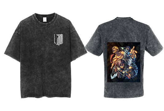 Anime Attack on titan shingeki no kyojin eren levi mikasa Aot Oversize t- shirt Washd acid back 39