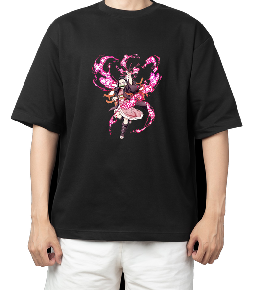 Anime Demon slayer nezuko tanjiro t- shirt Oversize Black 39