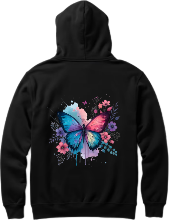 butterflies Oversize Hoodie Black Back 39