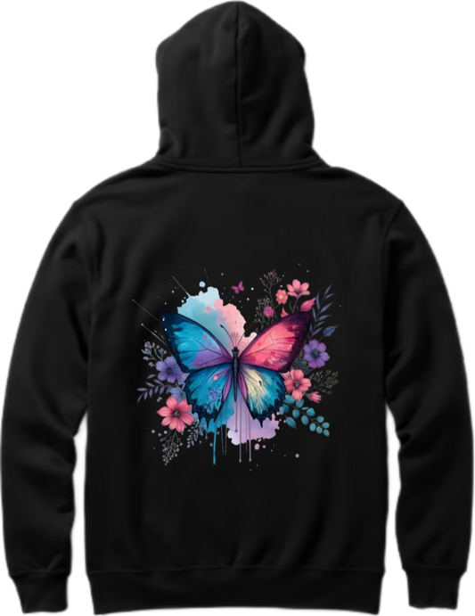 butterflies Oversize Hoodie Black Back 39