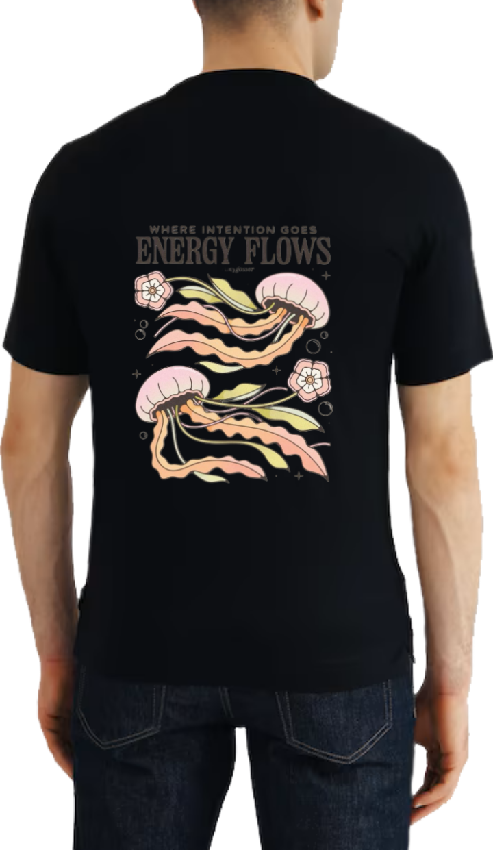 ENERGY FLOWS t- shirt Over Size Black Back 60