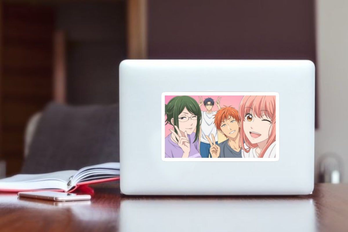 "Wotakoi Anime Group Sticker, Waterproof Vinyl Aesthetic Decal for Laptop, Water Bottle, Hydro Flask, Skateboard, Luggage, Kawaii Romance Anime Merchandise Gifts