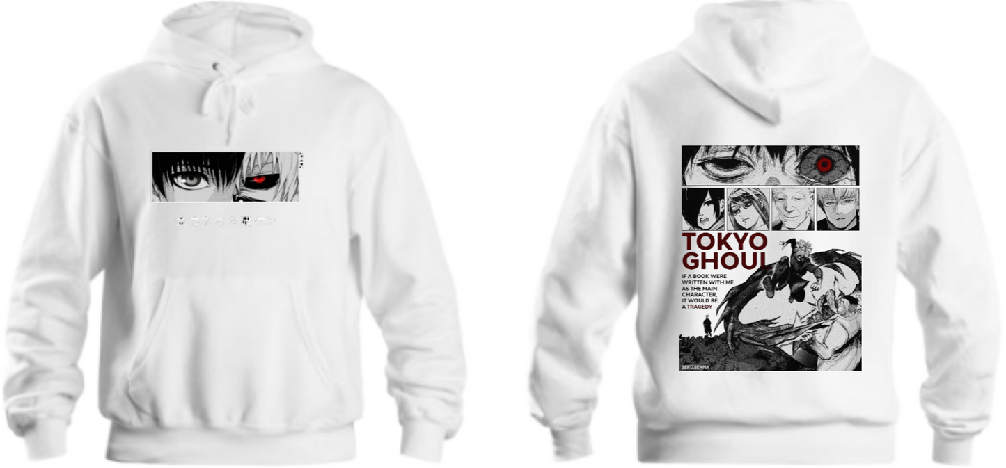 okyo Ghoul One Size hoodie White Back 3