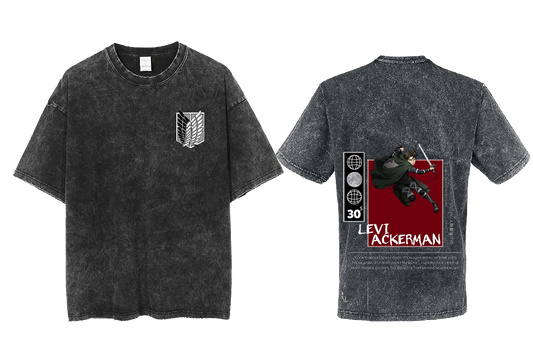 Anime Attack on titan shingeki no kyojin eren levi mikasa Aot Oversize t- shirt Washd acid back 3