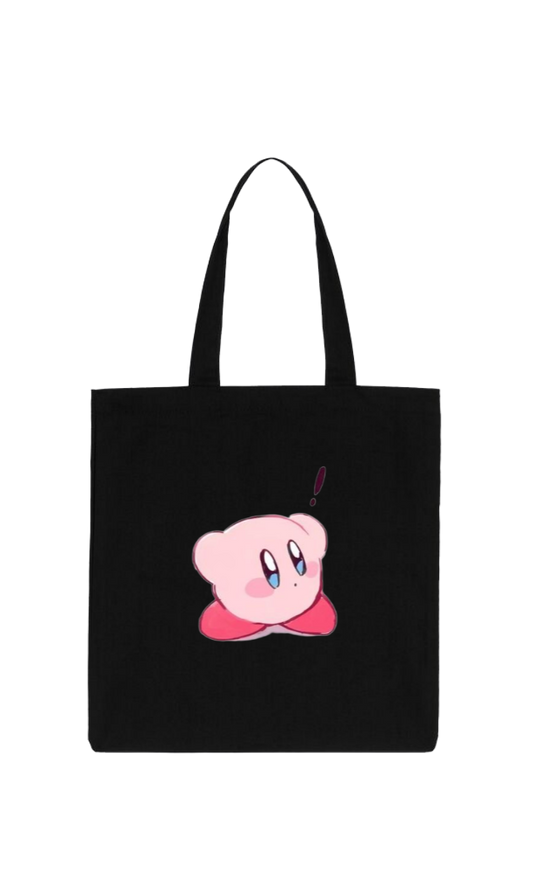 Kawaii Cute Kirby Black Canvas Tote Bag, Aesthetic Anime Character Reusable Shopping Bag, Large Grocery Bag, Book Tote for Women and Girls 3