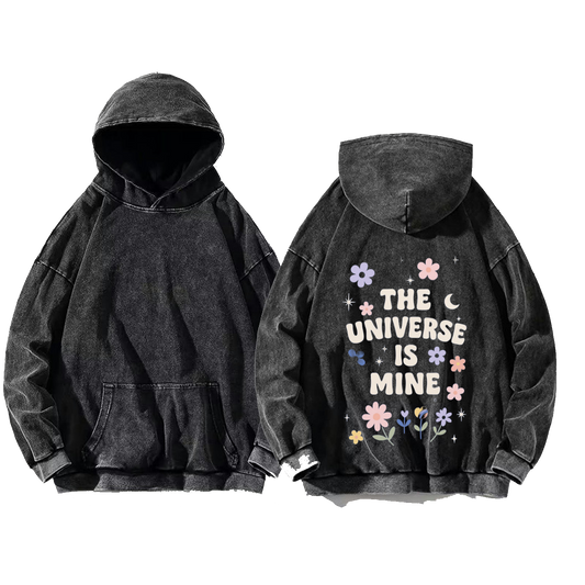 *THE C UNIVERSE IS ** MINE One Size hoodie Washed Back 3
