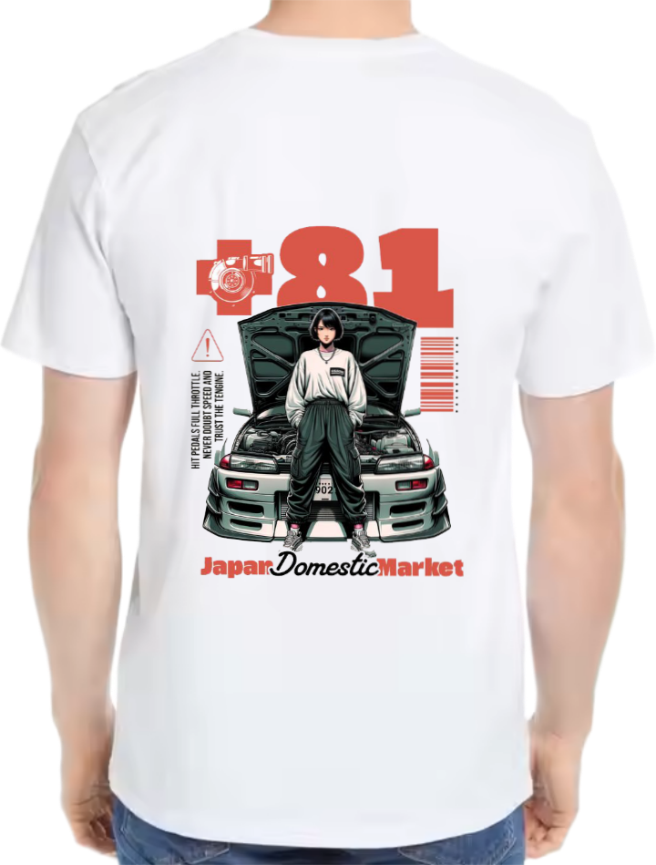 Hit pedals full throttle t- shirt Over Size White Back 43