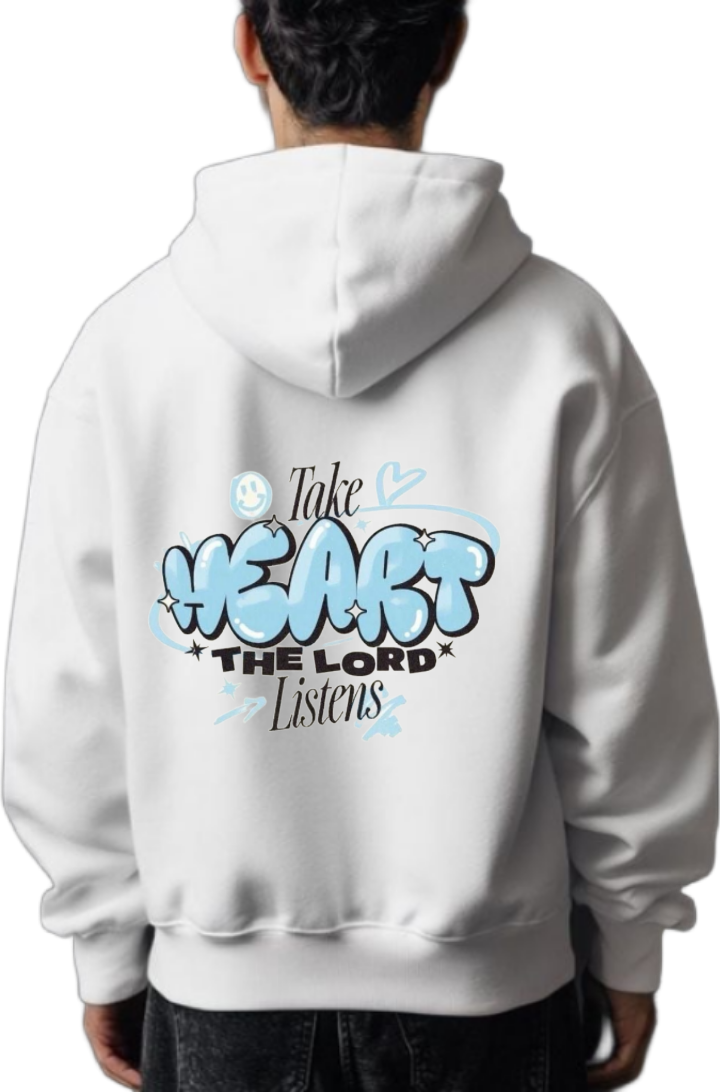 Take HEART One Size hoodie White Back 3