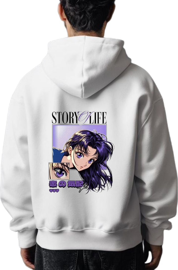 STORY LIFE Over Size hoodie White Back 23