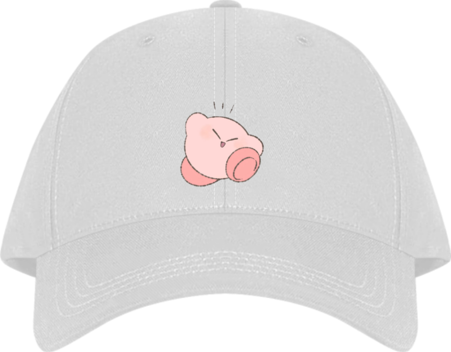 Cute Anime Kirby Baseball Cap, Kawaii Pink Character White Dad Hat, Adjustable Y2K Streetwear Sun Cap for Women and Men 3