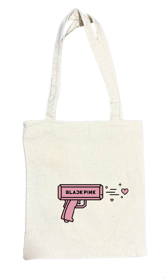 Black pink tote bag beige 3