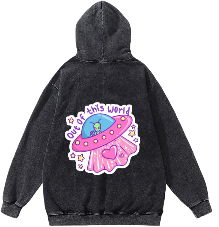 aliens Oversize Hoodie Washed gray Back 3