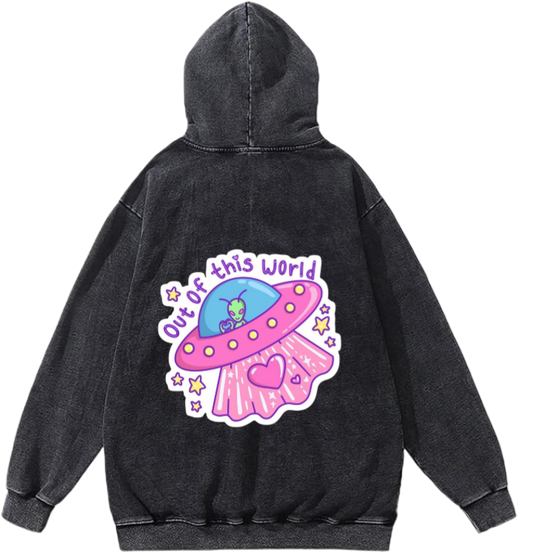 aliens Oversize Hoodie Washed gray Back 3