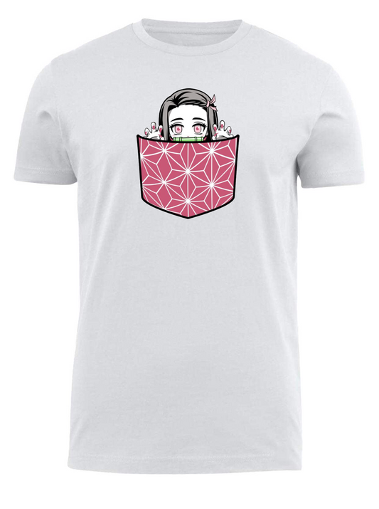 Anime Demon slayer nezuko tanjiro t- shirt fit White 3